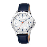Just Cavalli Spello Gents White Dial Stainless Steel Silver Case Blue Leather Starp Watch