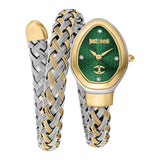 Just Cavalli Novara Women's Oval Dark Green Dial Two-Tone Silver & Gold Watch