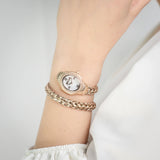Just Cavalli Twined Ladies Mother-of-pearl dial Braided Rose Gold-Toned Stainless Steel Watch