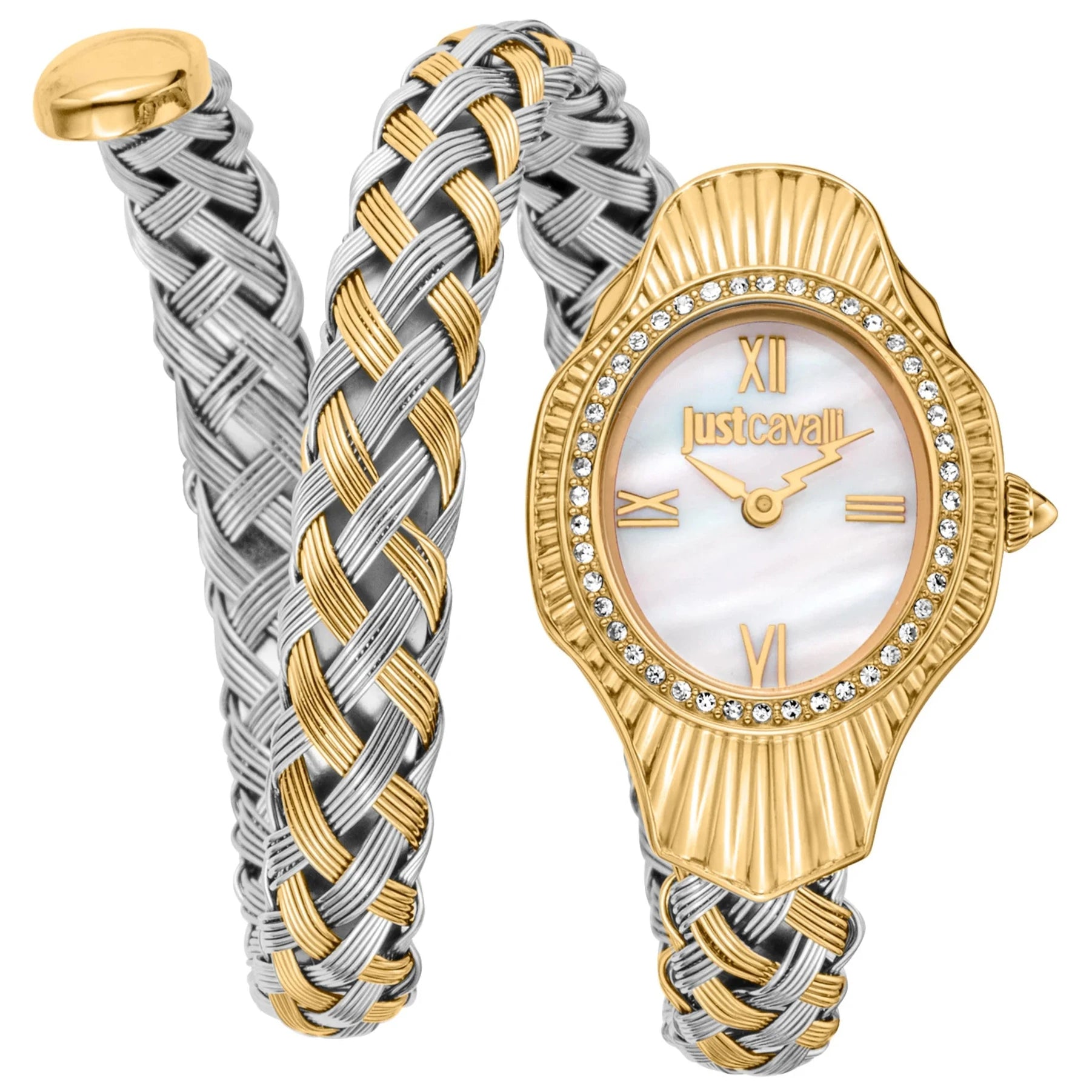 Just Cavalli Twined Ladies Mother-of-pearl dial Braided Two Tones Watch | Fashion Watches | GCC | Watch | Watches | Women | Womens | Womens Watches