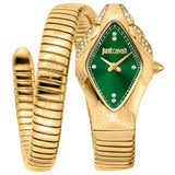 Just Cavalli Ferocious Ladies Green Dial Yellow Gold Watch