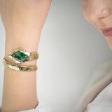 Just Cavalli Ferocious Ladies Green Dial Yellow Gold Watch