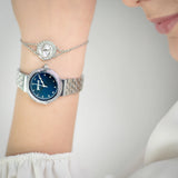 Just Cavalli Brave Snake Ladies Blue Dial Silver Watch and Bracelet Set