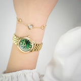 Just Cavalli Lovestruck Valentines Yellow Gold Green Watch and Bracelet Set