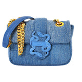 Just Cavalli Women's Denim Snake-Detail Shoulder Bag
