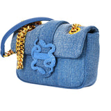 Just Cavalli Women's Denim Snake-Detail Shoulder Bag