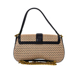Just Cavalli Women's Raffia and Leather Snake-Detail Shoulder Bag