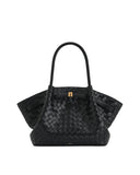 JW PEI Women's Hana Black Medium Weave Texture Top Handle Bag