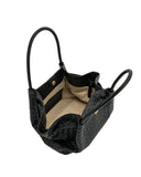 JW PEI Women's Hana Black Medium Weave Texture Top Handle Bag