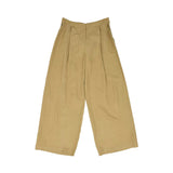 JIJIL beige wide-leg trousers with tailored waistband, front pleats, and relaxed cropped fit.