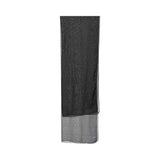 A full-length view of a sheer, lightweight black chiffon headscarf (shayla) from the JIJIL collection, featuring a rectangular shape and delicate finished edges, displayed vertically against a plain white background.