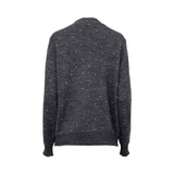 JIJIL dark grey knit cardigan featuring a V-neck design, long sleeves, front pockets, and delicate stud embellishments, photographed on a white background.