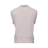 Back view of the JIJIL pale pink knit vest showing the ribbed hem and shimmering silver lurex details on the neck and sleeves.