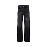 Jijil Women's Rhinestone-Embellished Wide-Leg Black Jeans