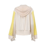 Jijil Women's Beige & Yellow Top With Hoodie