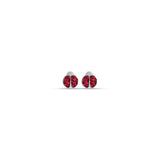 Luca Barra Girl's Steel Earrings with Ladybug and Red Crystals