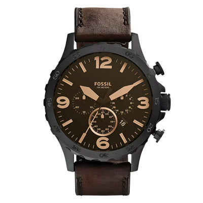 Fossil Nate Gents Chronograph Brown Leather Watch