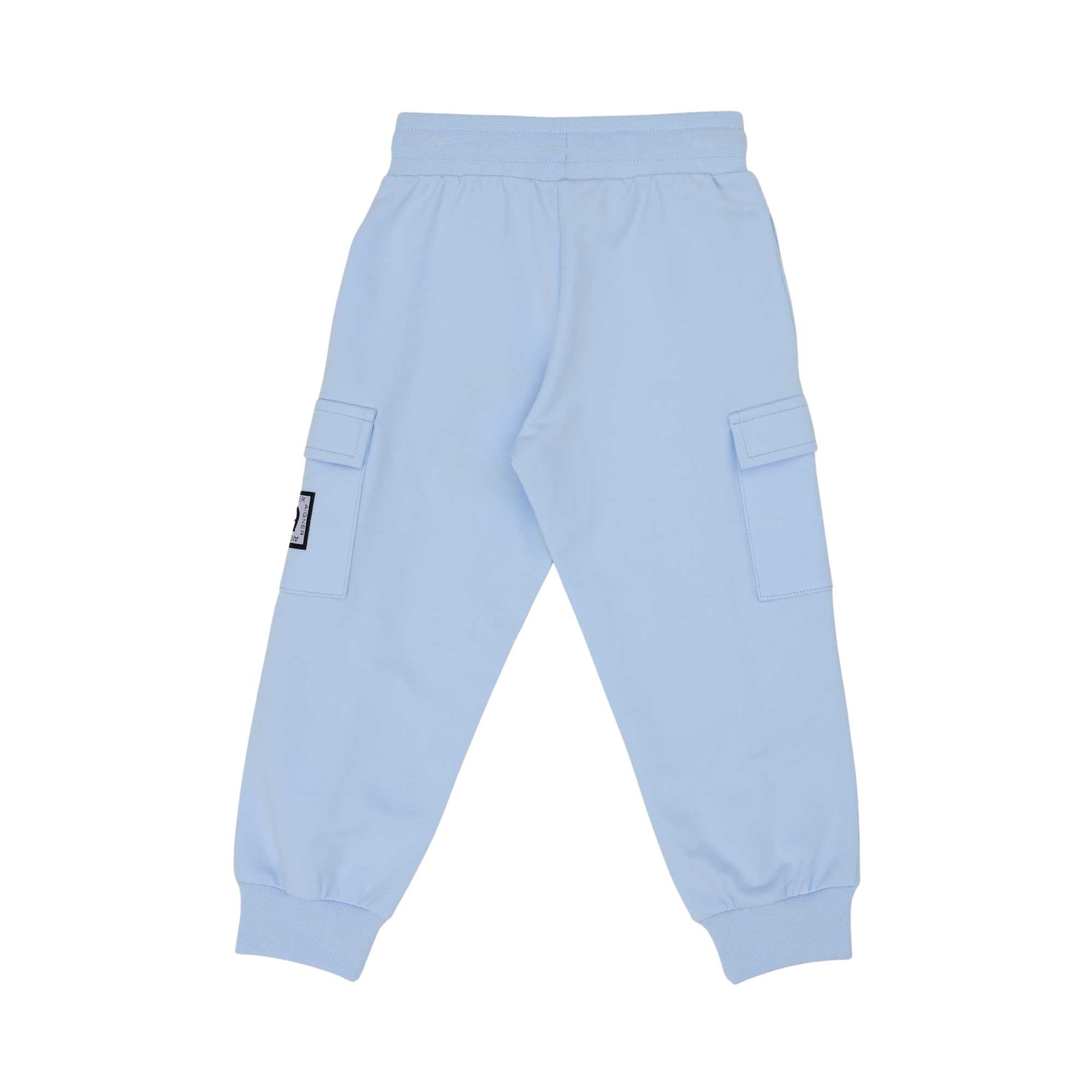 Joggers back view of the Aigner Kids boys blue logo tape  jogging suit. Shop the Collection Online.