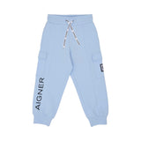 Joggers front view of the Aigner Kids boys blue logo tape  jogging suit. Shop the Collection Online.