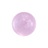 Translucent, light lavender-pink lip gloss with fine glitter, shaped like a sphere.