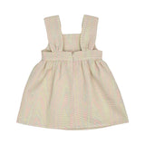 Back view of the Aigner Kids pastel textured dress showing the gathered waistline and the concealed vertical zip closure.