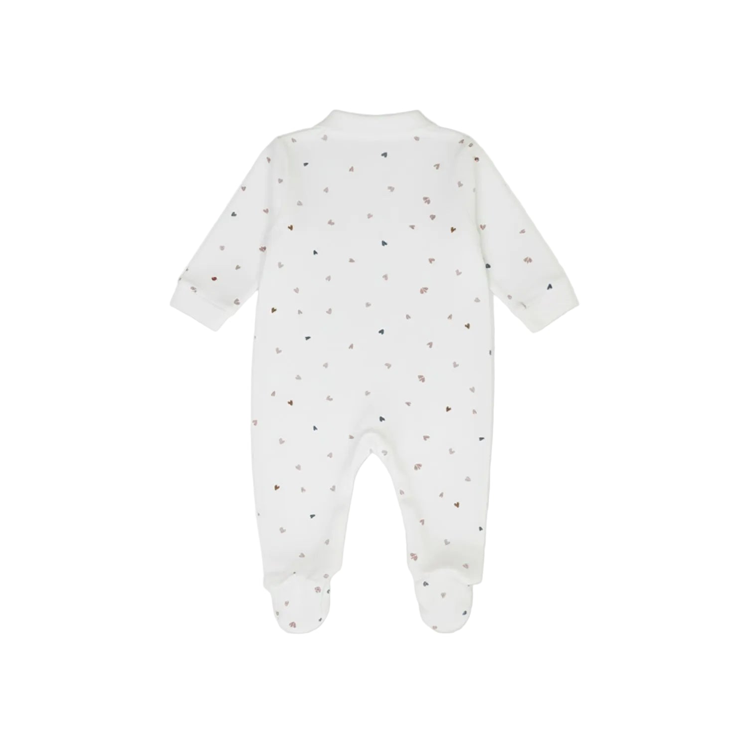 Back view of the Jules & Juliette Paris white cotton babygrow showing the clean, seamless design and soft ribbed ankle detailing.

