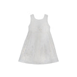Back view of the Jules & Juliette Paris white embroidered dress, highlighting the large decorative bow at the center back.