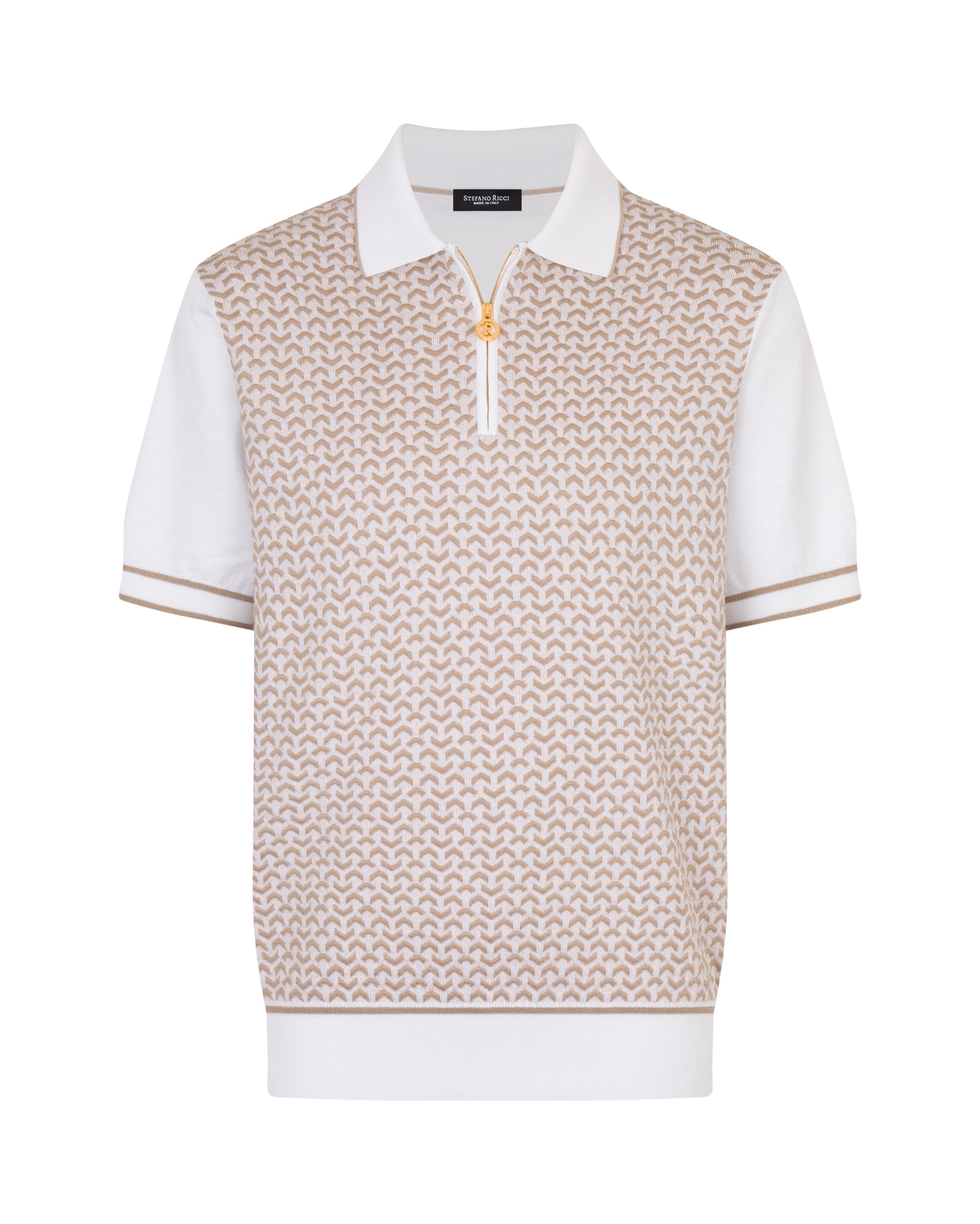 Stefano Ricci men's polo sweater in crisp white.