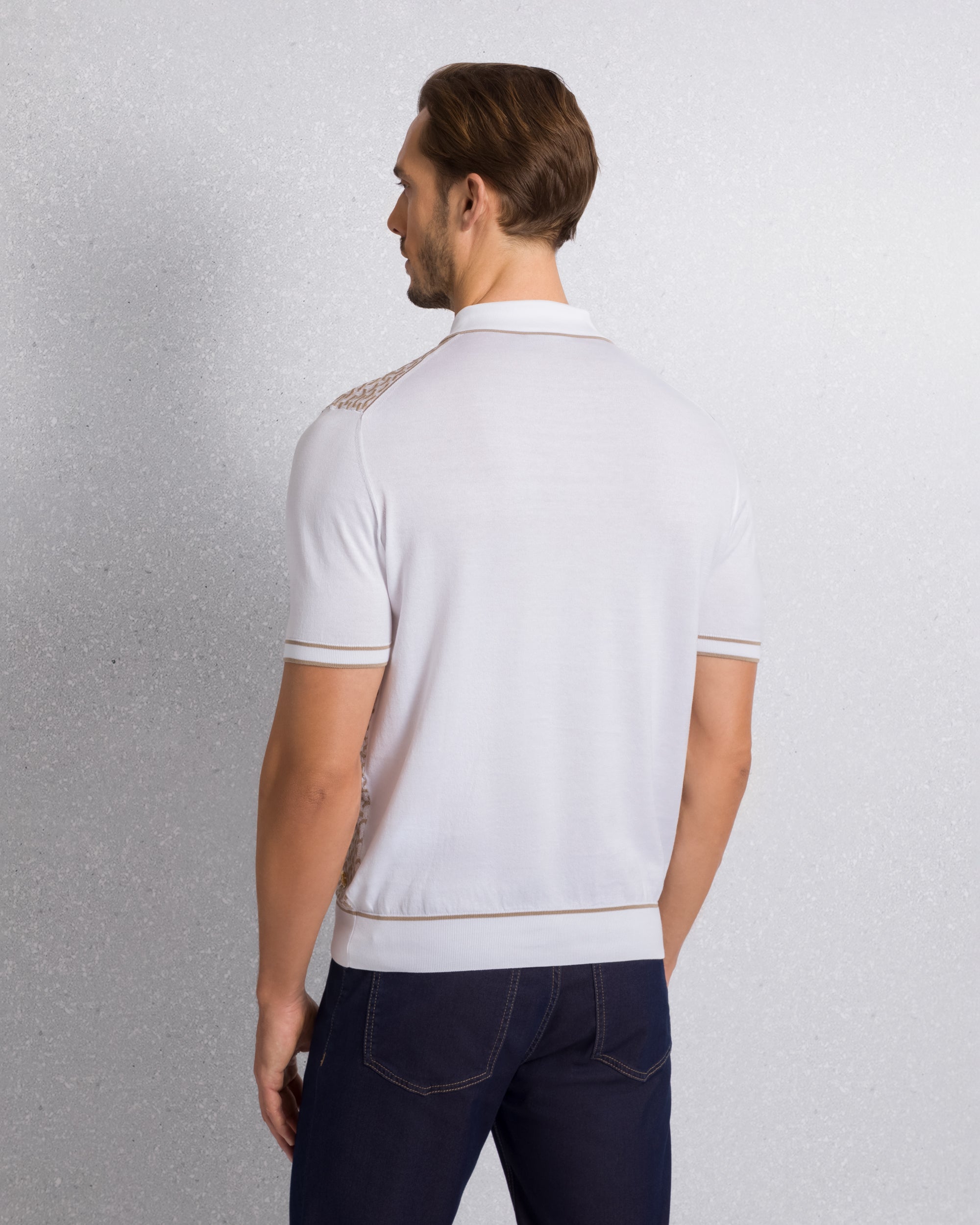Stefano Ricci men's polo sweater in crisp white.