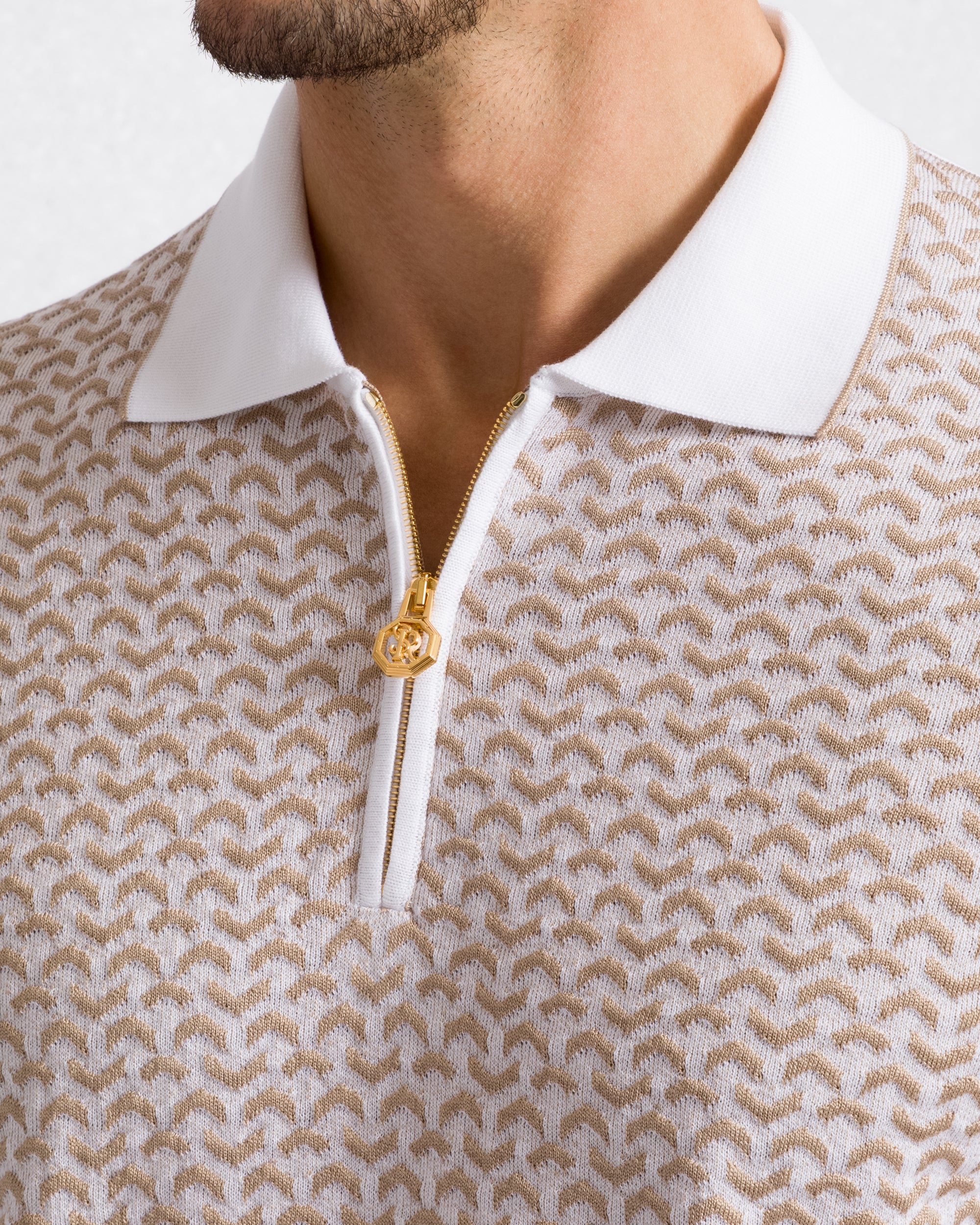 Stefano Ricci men's polo sweater in crisp white.