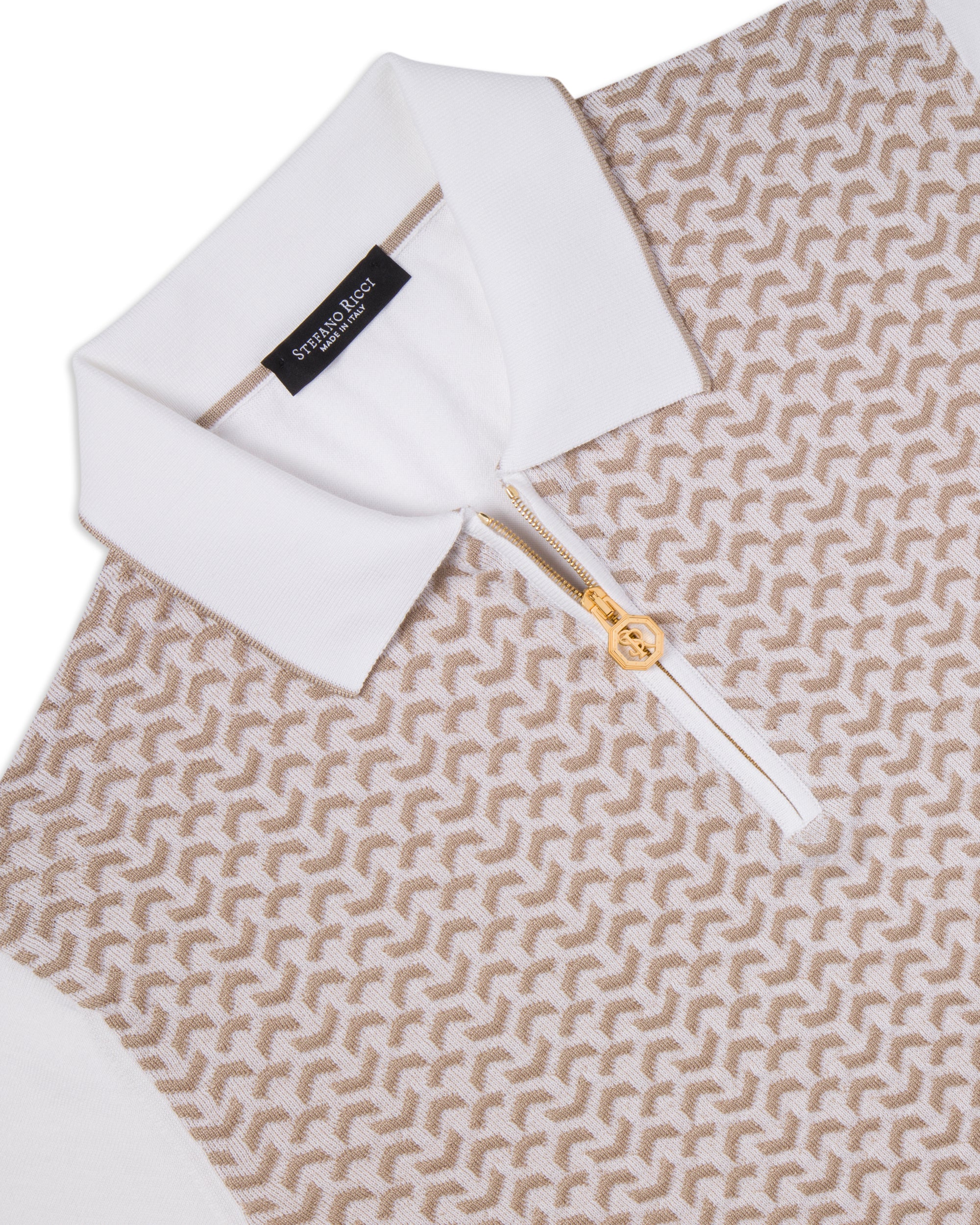 Stefano Ricci men's polo sweater in crisp white.