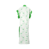 Kaftish Women's Green & White Kaftan, Free Size