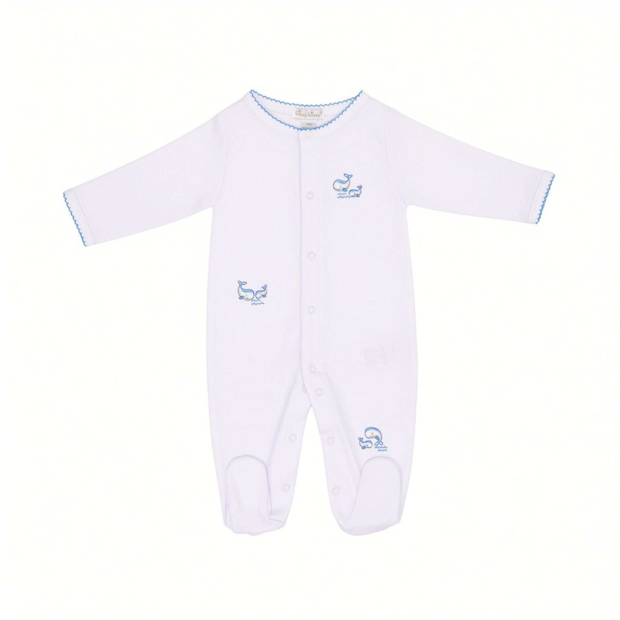 Kissy Kissy New Born Boy's Whale Embroidered Sleepsuit and Hat Set