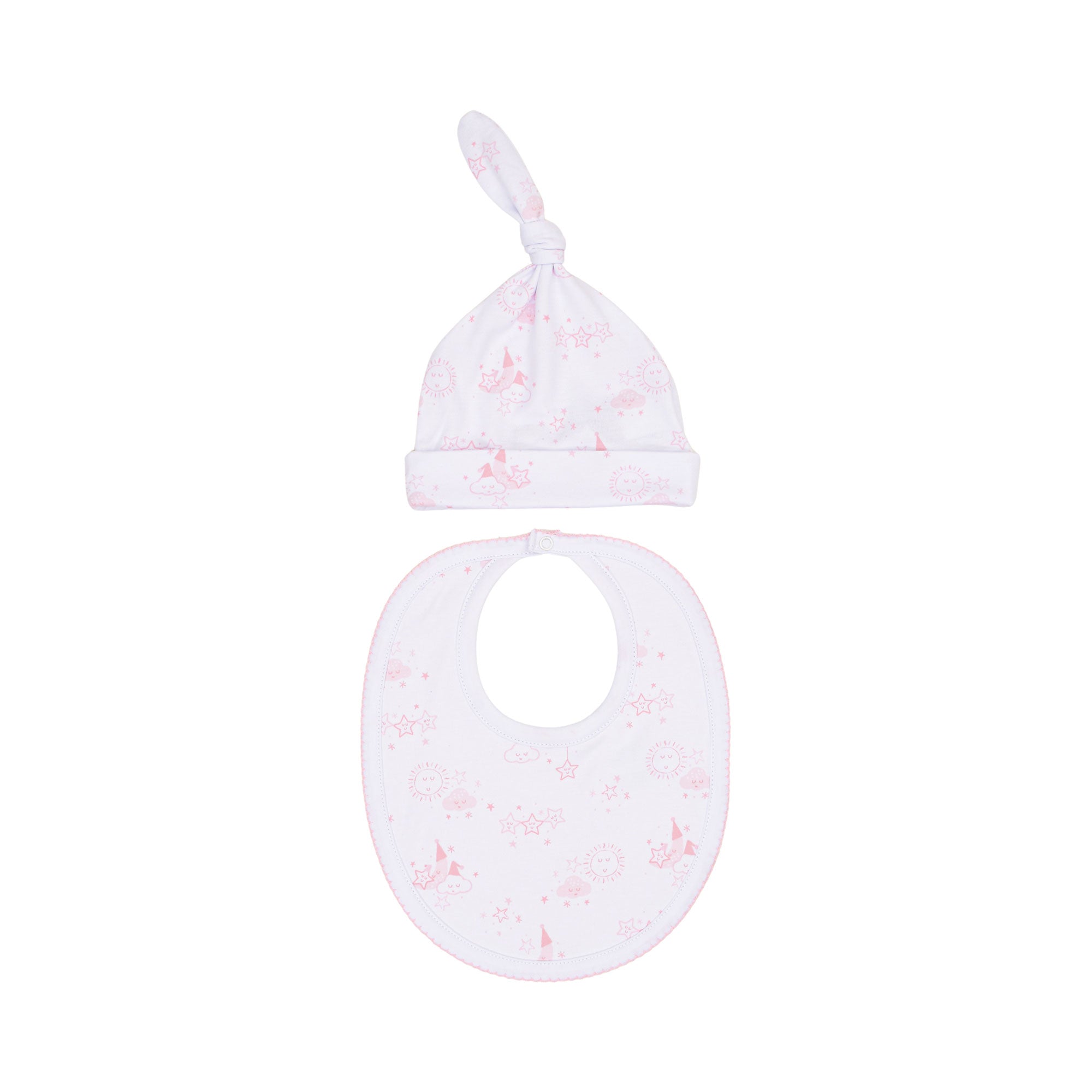 Kissy Kissy New Born Girl's Celestial Pattern Sleepsuit Set with Hat & Bib