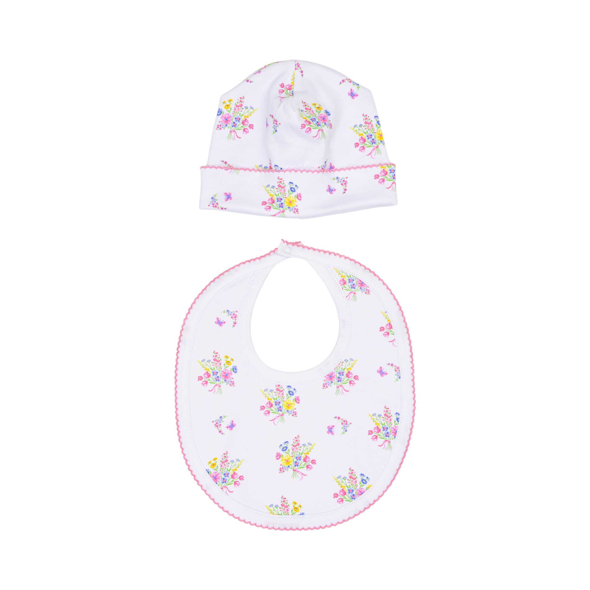 Kissy Kissy New Born Girl's Floral Print Sleepsuit Set with Hat & Bib