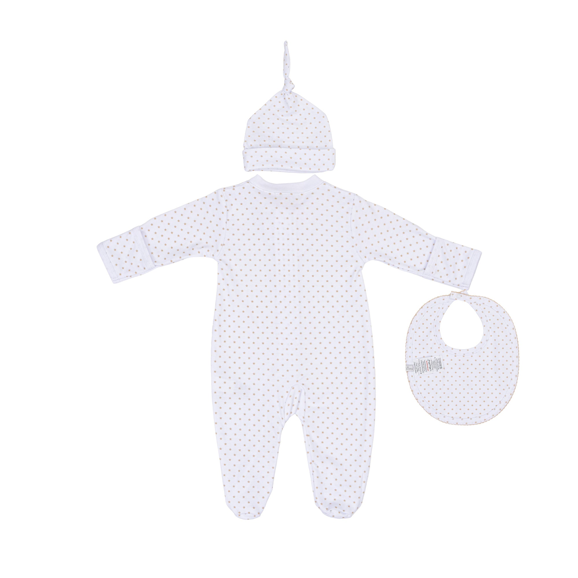 Kissy Kissy Newborn's Star Pattern Sleepsuit with Hat & Bib