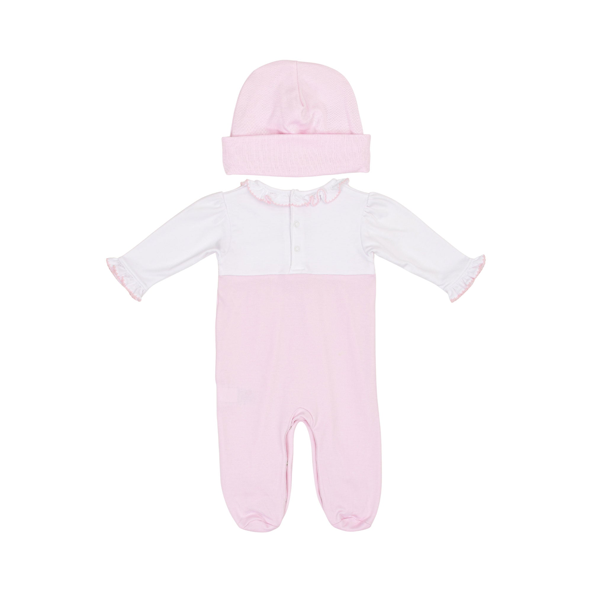 Kissy Kissy New Born Girl's Bodice Ruffle Sleepsuit with Hat