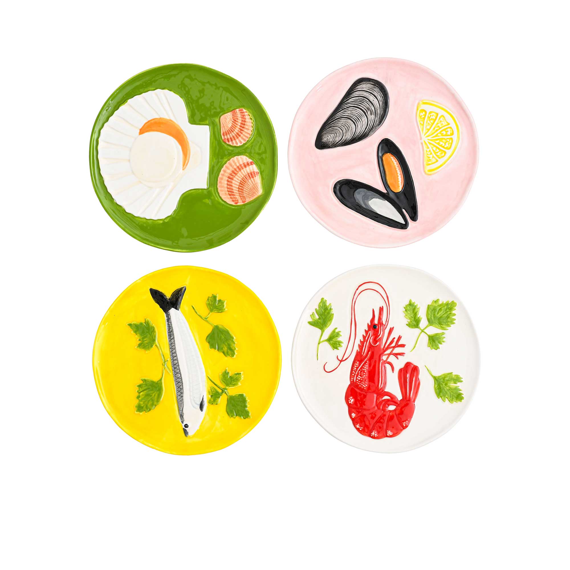 Klevering Plate De La Mer Set Of 4 | Home and Furniture Home | Home and Furniture Home Table Top | Plate | Table Top