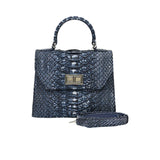 Kyra Women's Luna Blue Boxy Structured Hand Bag, Hardware in the middle