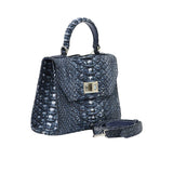 Kyra Women's Luna Blue Boxy Structured Hand Bag, Hardware in the middle