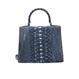 Kyra Women's Luna Blue Boxy Structured Hand Bag, Hardware in the middle