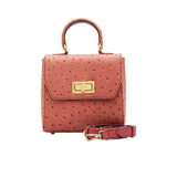 Kyra Women's  Luna Square Ostrich Hand Bag Salmon