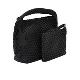 Add a touch of sculptural luxury to your accessories collection with the Karisma High-Gloss Woven Hobo.