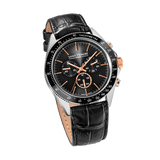 Saint Honore Le Bourget Men's Black Dial Black Leather Strap Watch