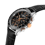 Saint Honore Le Bourget Men's Black Dial Black Leather Strap Watch