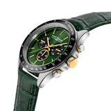 Saint Honore Le Bourget Gents Green Dial Stainless Steel Steel Case Green Leather Strap Watch