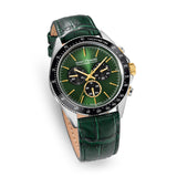 Saint Honore Le Bourget Gents Green Dial Stainless Steel Steel Case Green Leather Strap Watch