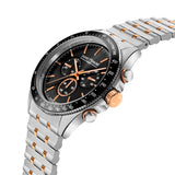 Saint Honore Le Bourget Gents Black Dial Stainless Steel Rose Gold Watch