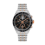 Saint Honore Le Bourget Gents Black Dial Stainless Steel Rose Gold Watch