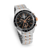 Saint Honore Le Bourget Gents Black Dial Stainless Steel Rose Gold Watch